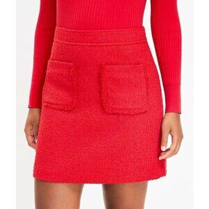 NWT Loft Boucle Tweed Red Skirt